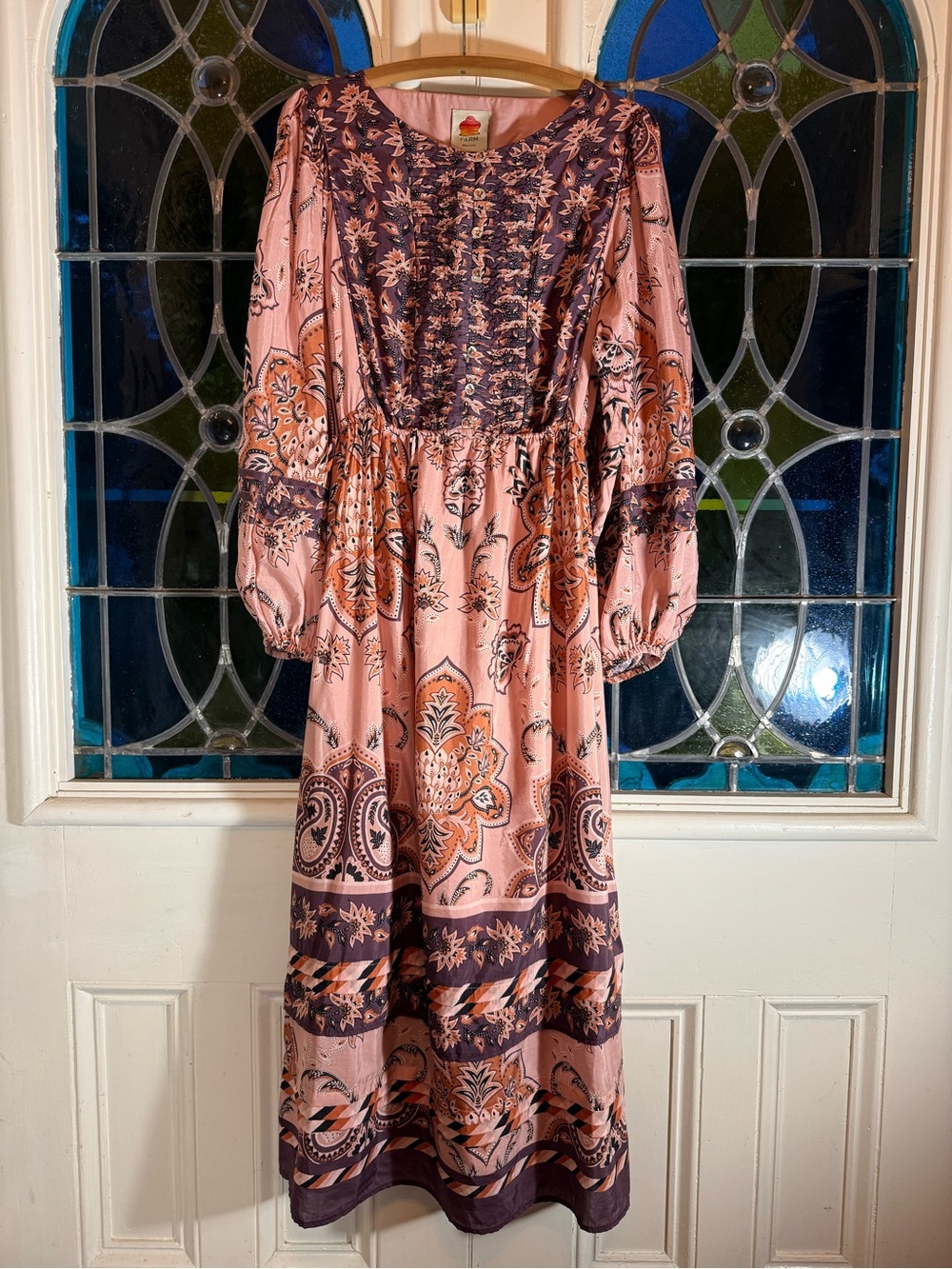 FARM Rio Glam Tapestry Burgundy Long Sleeve Maxi Dress (EU LG | US 12/14) - Picture 2 of 16